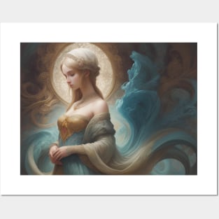 Ethereal Woman in an Abstract Scene Posters and Art